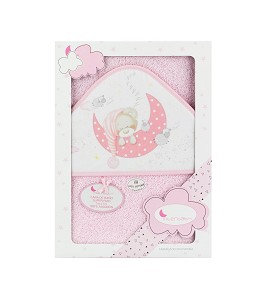Bath Cape Pink Sleeping Bear