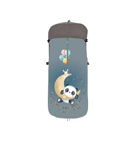 Universal Footmuff Watertight 46X105 Cms - Coral Fleece - Gray Panda Moon