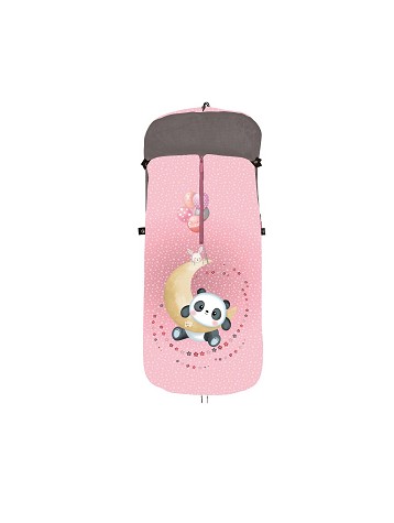 Universal Footmuff Watertight 46X105 Cms - Coral Fleece - Pink Panda Moon