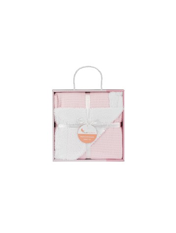 Manta Nido de Abeja con borreguito para bebés en color rosa 