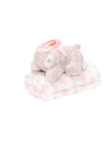 Set: Cardboard House to colour, blanket and Pink Bear Plush
