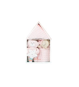 Set Casita, Peluche, Manta y Dou Dou Rosa