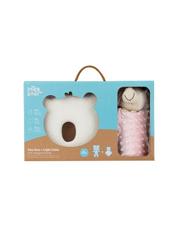 Set Pillow anti plagiocephaly Dou Dou Pink Mindoo