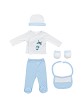 Set 5 Pcs(Shirt+Pants+Gloves+Bib+Socks)For New Born (0-6Months)-100%Cotton-Mod. Paratrooper- Blue