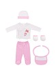 Set 5 Pcs(Shirt+Pants+Gloves+Bib+Socks)For New Born (0-6Months)-100%Cotton-Mod. Paratrooper- Pink