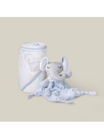 Set Capa de Baño y Dou Dou Elefante Blanco y Azul