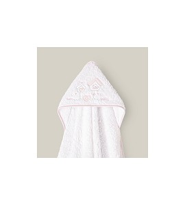 Bath Cape White & Pink Mon...