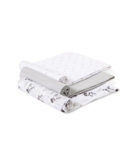 Pack 3 Gauzes Grey Panda
