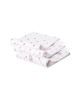 Pack 3 Gauzes Pink Elephant