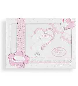 Sábanas Coche Baby Blanco Rosa