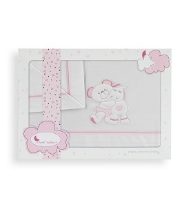 Sábanas Coche Pony Blanco Rosa