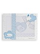 3 Pcs Bedding For Crib(Sheet106X82+Fitted S. 85X55X9+Case50X30)Cotton - Mod. Corazon O. - W/Blue