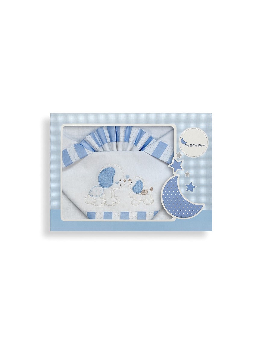 Sábanas Minicuna bebé Perritos Blanco Azul - Interbaby 100% algodón