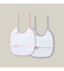 Pack 2 Baberos Cinta Rosa/Gris