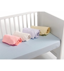 Fitted Sheet For Cot Bed60X120 Popelin 100% Cotton - Beige