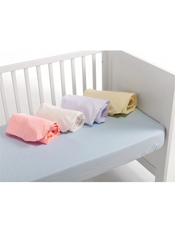 Fitted Sheet For Cot Bed60X120 Popelin 100% Cotton - Beige