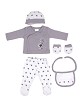 Set 5 Pieces (Shirt+Pants+Gloves+Bib+Socks) New Born (0-6 Months) - Cotton - Mod. Love You - Gray