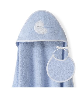 Set Capa de Baño Sweet Moon Azul con babero