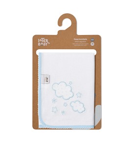 Gasa Bordada Nubes Azul