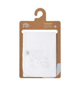 Gasa Bordada Nubes Blanco