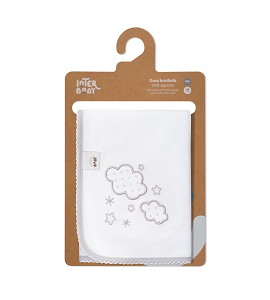 Gasa Bordada Nubes Gris