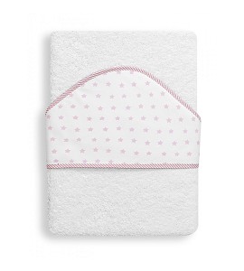 Bath Cape White Pink Border...