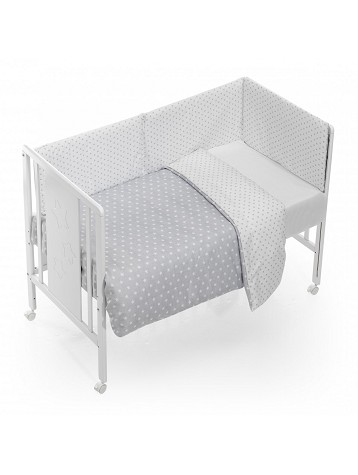 Cot Bed Wood + Set For Cot Bed With Duvet - Mod. Star Gray