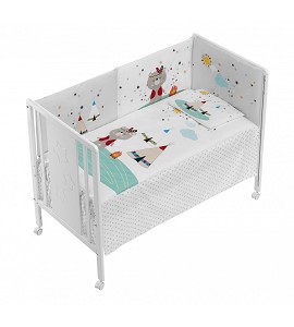 3 Pcs Set Cot Bed 60X120 (Quilt+Bumper+Pillow) - Jersey - Mod. Indio