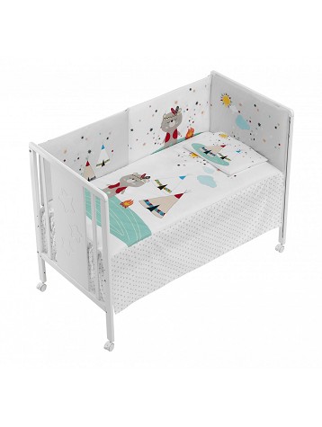 3 Pcs Set Cot Bed 60X120 (Quilt+Bumper+Pillow) - Jersey - Mod. Indio