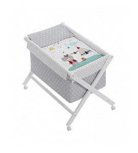 Crib In X In White Beech + Bedding + Garment + Mattress - Mod. Indio