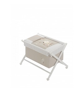 Crib In X In White Beech + Bedding + Garment + Mattress - Mod. Nature - Beige