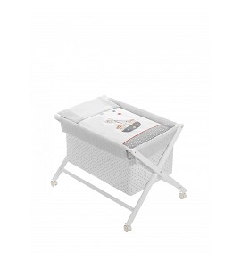 Crib In X In White Beech + Bedding + Garment + Mattress - Mod. Pirata