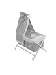 Crib In X In White Beech + Bedding + Garment + Mattress With Canopy - Mod. Nature - Blue