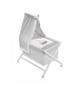Crib In X In White Beech + Bedding + Garment + Mattress With Canopy - Mod. Pirata
