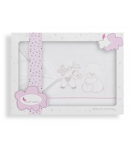 Sábanas Cuna Hola Blanco Rosa