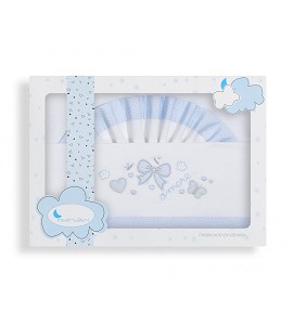 Sábanas Cuna Lazos Blanco Azul
