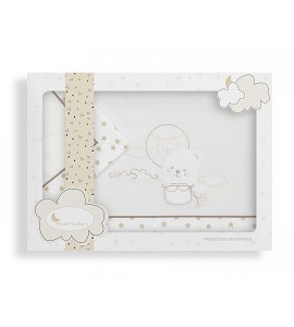 Sábanas Cuna Oso Globo Beige