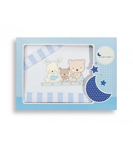 Sábanas Cuna Love Blanco Azul