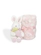 Bubble Blanket - 80 X 110 - Coral Flecce + Plush Toy Rabbit/Carrot - Pink
