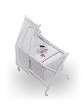 Crib In X In White Beech + Bedding + Garment + Mattress With Canopy - Mod. Amorosos - Pink
