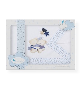 Bedding Set For Pram - Mod. Volamos Baby White/Blue