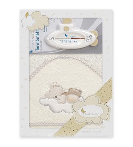 Bath Cape Bear Cloud and Thermometer Beige