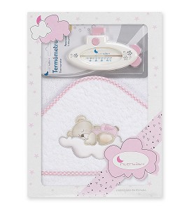 Bath Cape Bear Cloud Thermometer White Pink