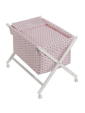 Crib In X In White Beech + Bedding + Garment + Mattress - Mod. Estrella Mar - Blue