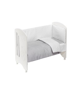 Cot Lovely Premium + Set Cot Bed 60X120 (Duvet Cover+Bumper+Pillow) - Cotton - Mod. Universo - Gray