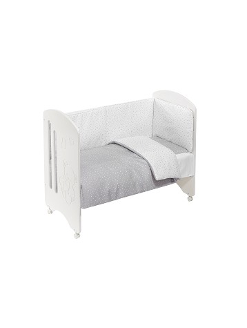 Cot Lovely Premium + Set Cot Bed 60X120 (Duvet Cover+Bumper+Pillow) - Cotton - Mod. Universo - Gray