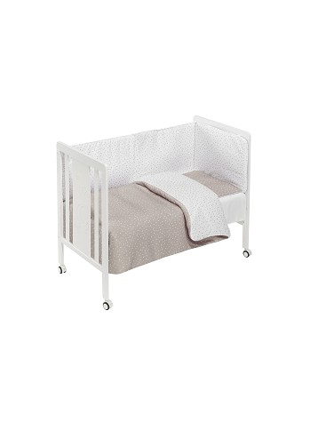 Cot Monet Premium + Set Cot Bed 60X120 (Duvet Cover+Bumper+Pillow) - Cotton - Mod. Universo - Beige