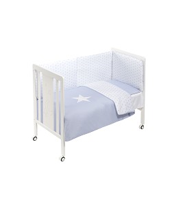 Cot Monet Premium + Set Cot Bed 60X120 (Duvet Cover+Bumper+Pillow) - Cotton - Mod. Estrella - Blue