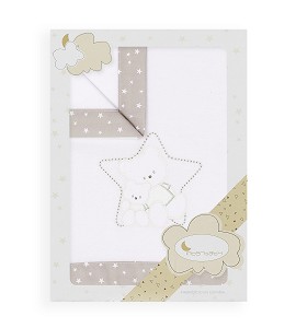 S/ábana Minicuna Franela Nube Luna Blanco Gris