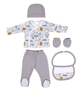Set Regalo 5 Piezas Zoo Gris